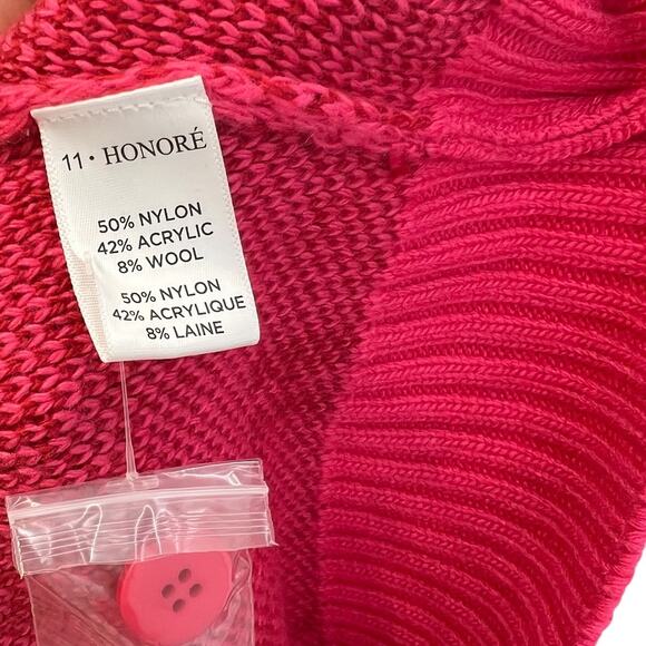 11 Honore Angie Cardigan Sweater 11h Monogram Print Pink Plus Size 1 14-16 - Picture 12 of 13
